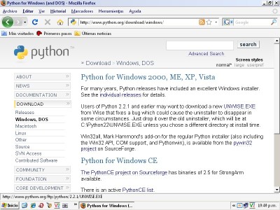 Descargando python para Windows